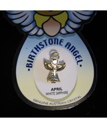 Angel Pin White Sapphire Birthstone April Austrian Crystal  - $3.95