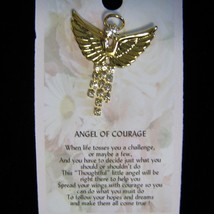 Angel of Courage Pin Dangling Crystal Gold hatpin lapel - £3.15 GBP