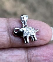 925 Sterling Silver ELEPHANT Charm Pendant Cz Small Minimal Jewelry High Polish - £14.09 GBP