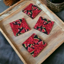 Handmade Watermelon Fabric Coasters 4.5 Inch Summer Picnic Table Protectors - £14.89 GBP