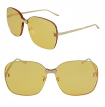 GUCCI 0355 Metal Gold Yellow Oversized Squared Rimless Thick Sunglasses GG0355S - £343.44 GBP