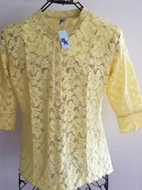 BK France Brand ~ Womens Lace Top ~  Yellow Color ~ Size 1/Medium ~ 3/4 ... - $20.00
