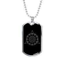 Sacred Geometry Circle Triangle Necklace Stainless Steel or 18k Gold Dog Tag - £37.92 GBP+