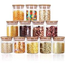 Glass Jars 9Oz, 12 Set With Bamboo Airtight Lids And Labels, Food Cereal Storage - £44.09 GBP