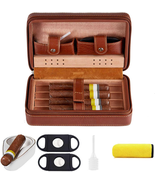 Cedar Wood Cigar Case Set with Cutter, Humidifier, Ashtray &amp; Towel - $68.02 CAD