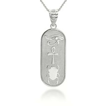 Sterling Silver Egyptian Symbol Eye of Horus Ankh Scarab Beetle Pendant Necklace - £33.46 GBP+