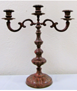 Vintage Iron Scroll Candelabra Three Arm Candlestick Holder - $98.01