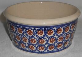 BOLESLAWIEC Blue/Brown FISH EYE PATTERN 32 oz 7" Hand Made Bowl MADE IN ... - $29.69