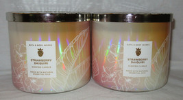 Bath &amp; Body Works 14.5 Oz 3-wick Scented Candle Lot Set Of 2 Strawberry Daiquiri - £51.97 GBP