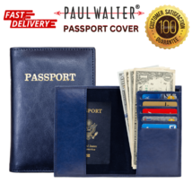 100% Vegan Leather Blue Passport Cover, ID Holder, Passport Wallet - £7.94 GBP