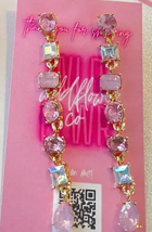 Pink Rhinestone Sparkle Drop Dangle Statement Earrings Barbiecore - £11.86 GBP