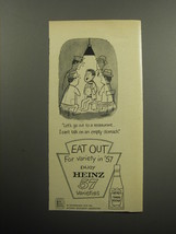 1957 Heinz Tomato Ketchup Advertisement - Let&#39;s go out to a restaurant - £14.55 GBP