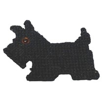 Plastic Canvas Needlepoint Black Scottish Terrier Handmade Magnet - $92.26 MXN