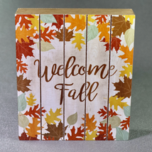 Welcome Fall Autumn Thanksgiving Box Sign Shelf Sitter Decoration - £9.34 GBP