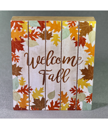 Welcome Fall Autumn Thanksgiving Box Sign Shelf Sitter Decoration - $16.34 CAD