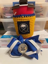 Buffalo Sabres Coffee Cup Cozie with matching Sabres Hair Bow - FREE SHI... - £8.49 GBP