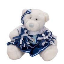 Build A Bear Cheerleader Teddy Plush 7&quot; White Blue Pompoms Small Playsko... - $15.70