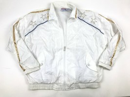 Vtg 90s TODD1 Windbreaker STARS Stripes Nylon White Swishy Zip Jacket 4t... - £10.14 GBP
