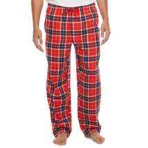 St. John&#39;s Bay Men&#39;s Flannel Pajama Lounge Pants LARGE Orange Blue Plaid... - £15.39 GBP