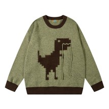 Dinosaur With Mustache Knitted Unisex Sweater - $39.99