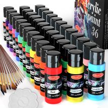 Acrylic Paint Set of 36 Colors 2Fl Oz 60Ml Bottles,Non Toxic 36 Colors Acrylic P - £33.95 GBP