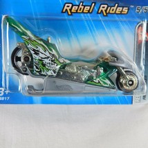 2005 Hot Wheels Rebel Rides #080 Fright Bike GREEN Die Cast Motorcycle NIB Kids - £4.73 GBP