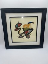 Vintage Abstract/Modernistic Framed Wall Art Design Signed, “Cymbals” 15”x15” - £34.99 GBP