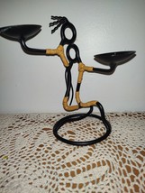 African Man Kissing Woman Wrought Iron Stick Figure Candle Holder - £11.74 GBP