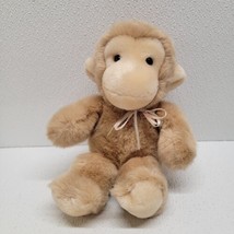 Vintage 1988 Kinder Gund 10&quot; Plush Brown Rattle Bunky Monkey Ribbon Bow - $39.50