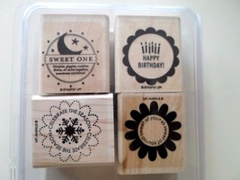 An item in the Crafts category: STAMPIN UP - rubber stamp - SO MANY SCALLOPS - SCALLOP FLOWER BABY BIRTHDAY SNOW
