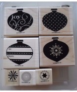 Stampin&#39; Up! RETIRED Wood Mount Mounted Stamp Set DELIGHTFUL DECORATIONS... - $40.22 CAD