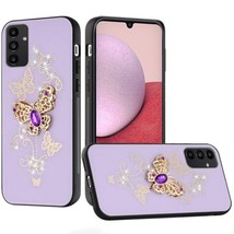 SPLENDID Diamond Glitter Case Cover Garden Butterflies Purple For Samsung A14 5G - £6.84 GBP