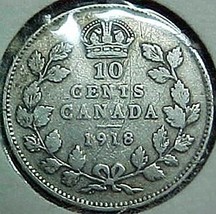 Canada Dime 1918 F - $12.94