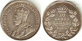 Canada Ten Cents 1919 XF - £9.44 GBP