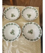 Vtg 4PC Royal Norfolk Christmas Holly Leaf Red Berry China 7&quot;  White  Bowls - $28.50