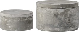 Set Of Two Grey Round Decorative Cement Lid Boxes From Bloomingville. - £29.43 GBP