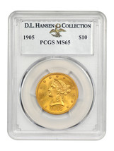 1905 $10 PCGS MS65 ex: D.L. Hansen - £6,713.90 GBP