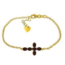 Galaxy Gold GG Garnet Cross Bracelet in 14k Yellow Gold - £379.16 GBP