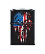 Zippo Lighter - Punisher Flag Skull on Black Matte - 856188 - £25.34 GBP