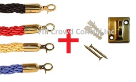 Stanchion Braided Rope with 2 pcs Wall Plates, VIP Crowd Control - £35.52 GBP+