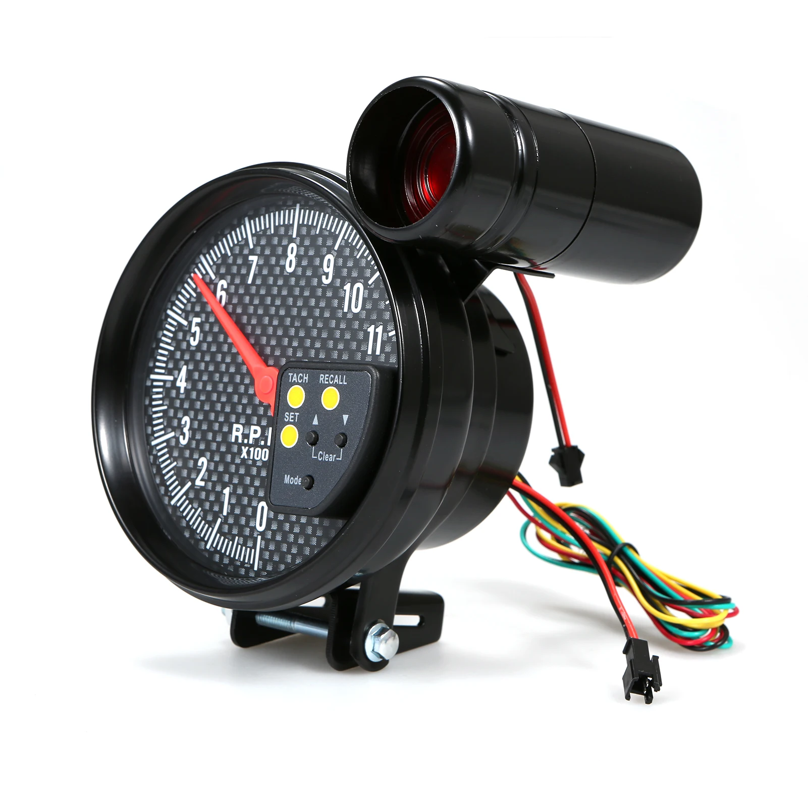 5 Inch Diameter Tachometer Carbon Fiber Face 7 Colors Optional With LED Pointer - £35.85 GBP