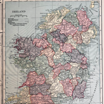 1917 Ireland Map Atlas Of The World Europe WW1 Era United Kingdom DWUU1B - $13.50