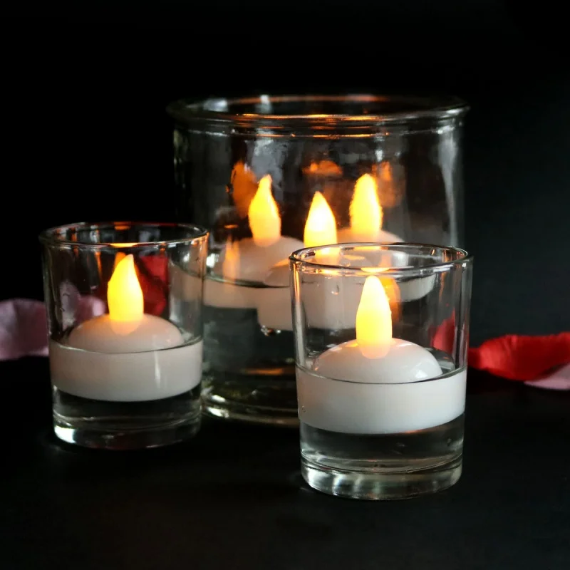 Floating Candle Lamp Waterproof LED Electronic Candle Light Romantic Lights On - £16.49 GBP+