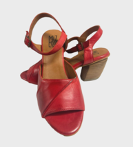 MIZ MOOZ WOMEN&#39;S ANKLE STRAP LEATHER HEELED  SANDALS  RED 37EU / 7US  # ... - $103.95