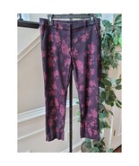 White House Black Market Pants Women&#39;s 8 Burgundy Floral Slim Ankle Stre... - $696.32 MXN
