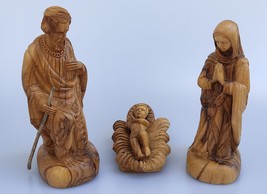 Biblical Art The Holy Family Statue set Olive Wood Figurines Handmade Bethlehem - £113.58 GBP