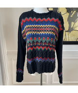 Vintage 80s Bright Bold Fair Isle Liz Wear Claiborne Sweater S - $28.80