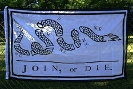 3x5 Join or Die Benjamin Franklin Snake White Flag 3'x5' Brass Grommets - $4.88