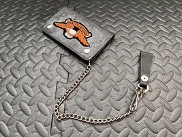 Vintage 80s Harley Davidson Motorcycle Leather Chain Wallet Eagle Patch Stimpson - £54.75 GBP