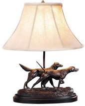 Sculpture Table Lamp Pair Pointing Dogs Hand Painted USA Made OK Casting - £465.87 GBP